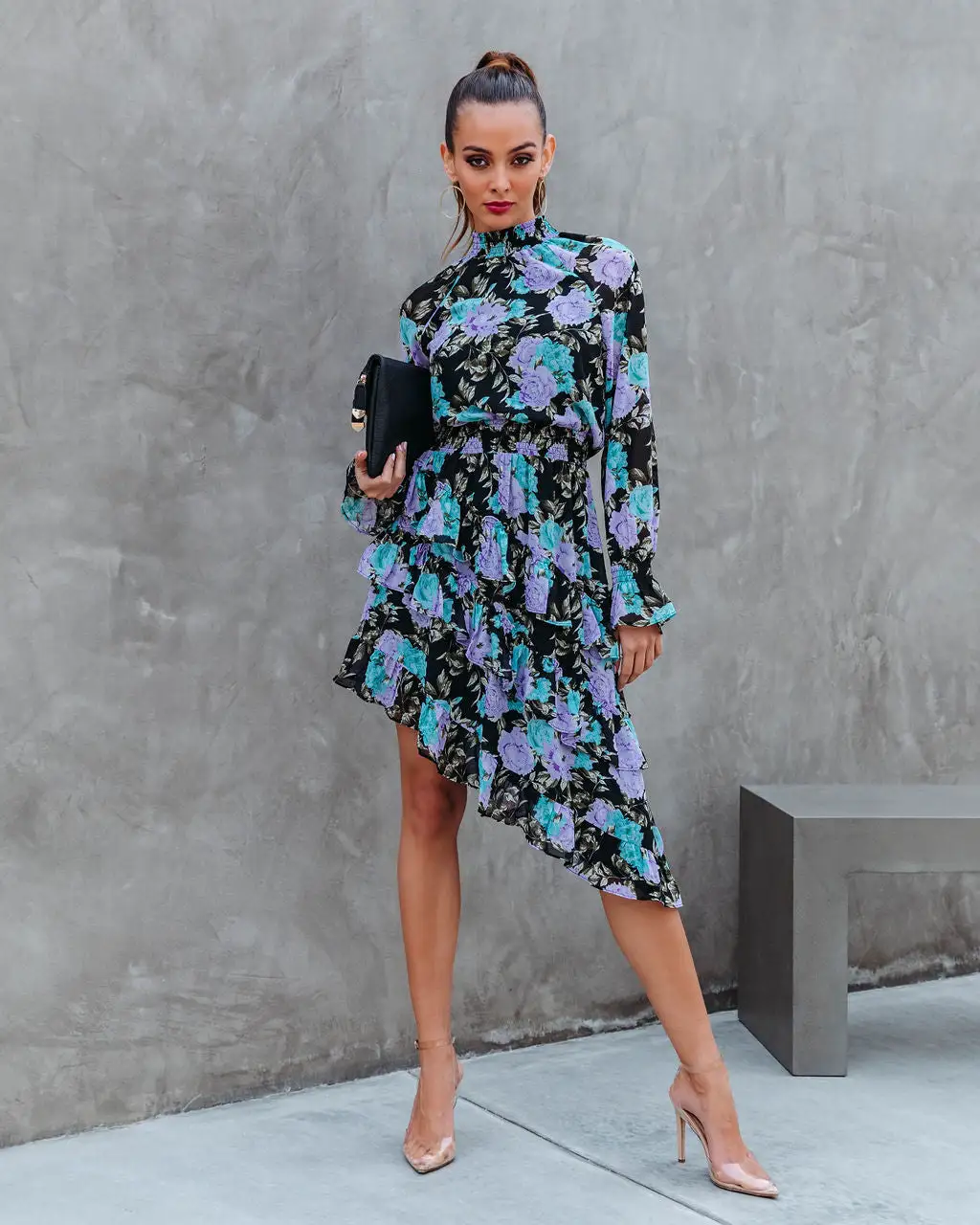 Maddox Floral Asymmetrical Midi Dress - FINAL SALE 5 Maddox Floral Asymmetrical Midi Dress - FINAL SALE - Image 5