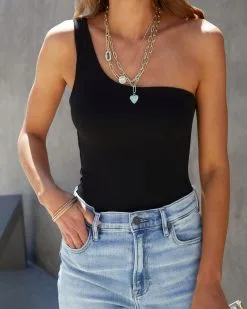 HYFV-001 Made You Look One Shoulder Bodysuit - Black -clothes Sales madeyoulookoneshoulderbodysuitblack411