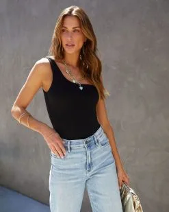 HYFV-001 Made You Look One Shoulder Bodysuit - Black -clothes Sales madeyoulookoneshoulderbodysuitblack541