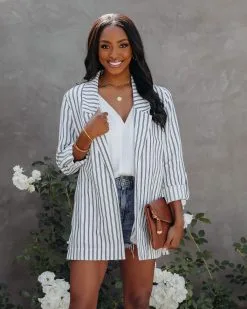 FLAW-001 Mansion Linen Blend Relaxed Blazer - FINAL SALE