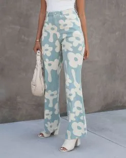 BAIL-001 Marcia Daisy Denim Pants - Light Blue/Cream -clothes Sales marciadaisydenimpantslightbluecream 381