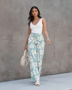 BAIL-001 Marcia Daisy Denim Pants - Light Blue/Cream -clothes Sales marciadaisydenimpantslightbluecream 661