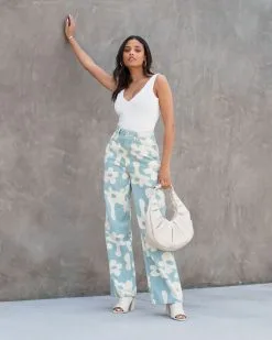 BAIL-001 Marcia Daisy Denim Pants - Light Blue/Cream -clothes Sales marciadaisydenimpantslightbluecream 921