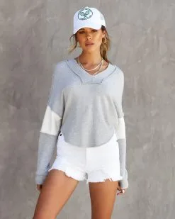 Marina Split Neck Sweatshirt - Heather Grey -clothes Sales marinasplitnecksweatshirtheathergrey170153