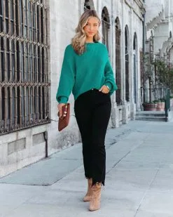 Marlena Ribbed Knit Pullover Sweater - Teal - FINAL SALE -clothes Sales marlenaribbedknitpulloversweaterteal143