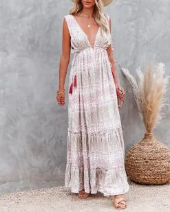 Mary Printed Tassel Tie Maxi Dress - FINAL SALE 12 Mary Printed Tassel Tie Maxi Dress - FINAL SALE -clothes Sales maryprintedtasseltiemaxidress34
