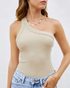 FORE-001 Maverick Ribbed One Shoulder Bodysuit - Taupe 9 FORE-001 Maverick Ribbed One Shoulder Bodysuit - Taupe -clothes Sales maverickribbedoneshoulderbodysuittaupe171