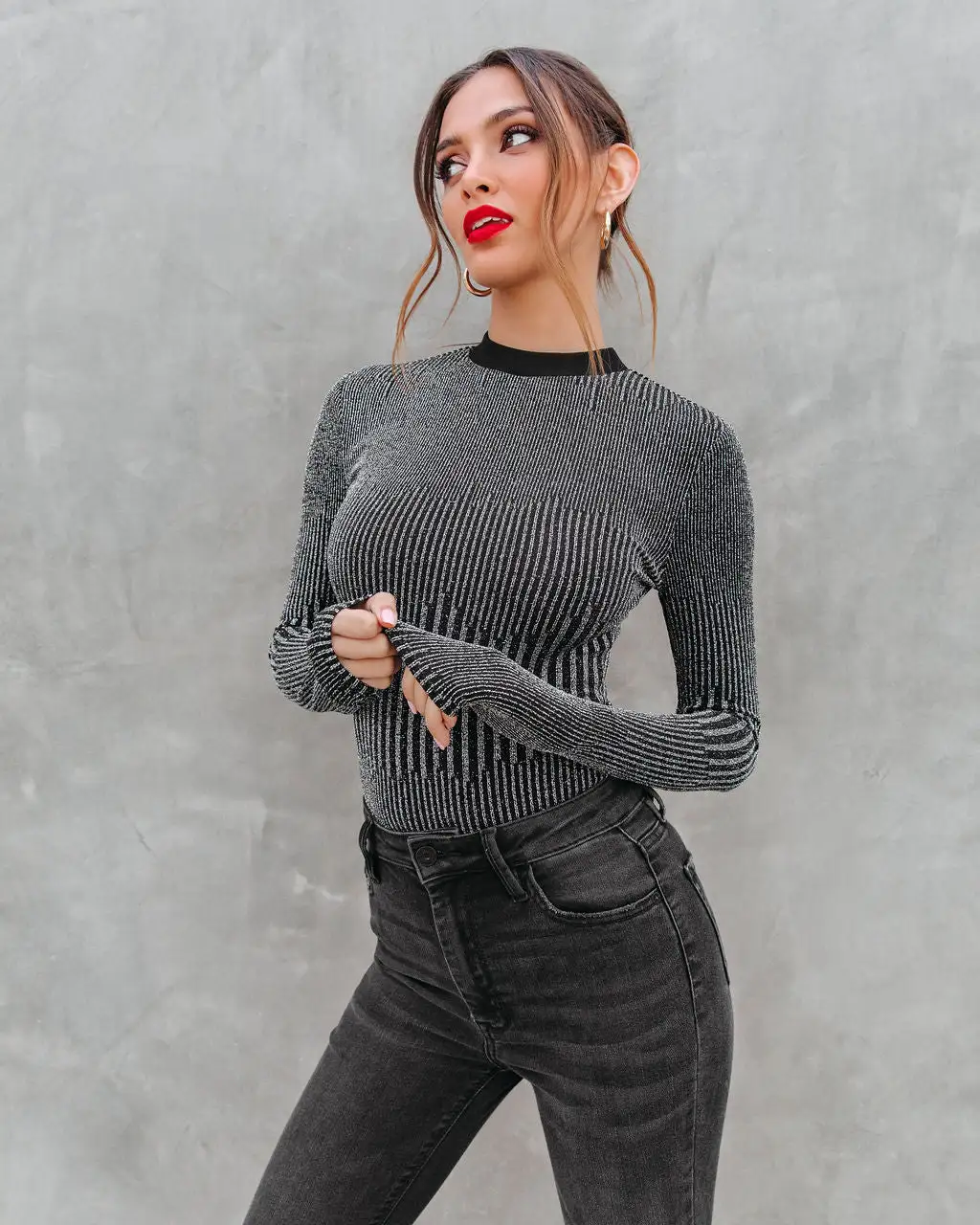 SALT-001 Meet Me At The Disco Ribbed Metallic Bodysuit - FINAL SALE 5 SALT-001 Meet Me At The Disco Ribbed Metallic Bodysuit - FINAL SALE - Image 5