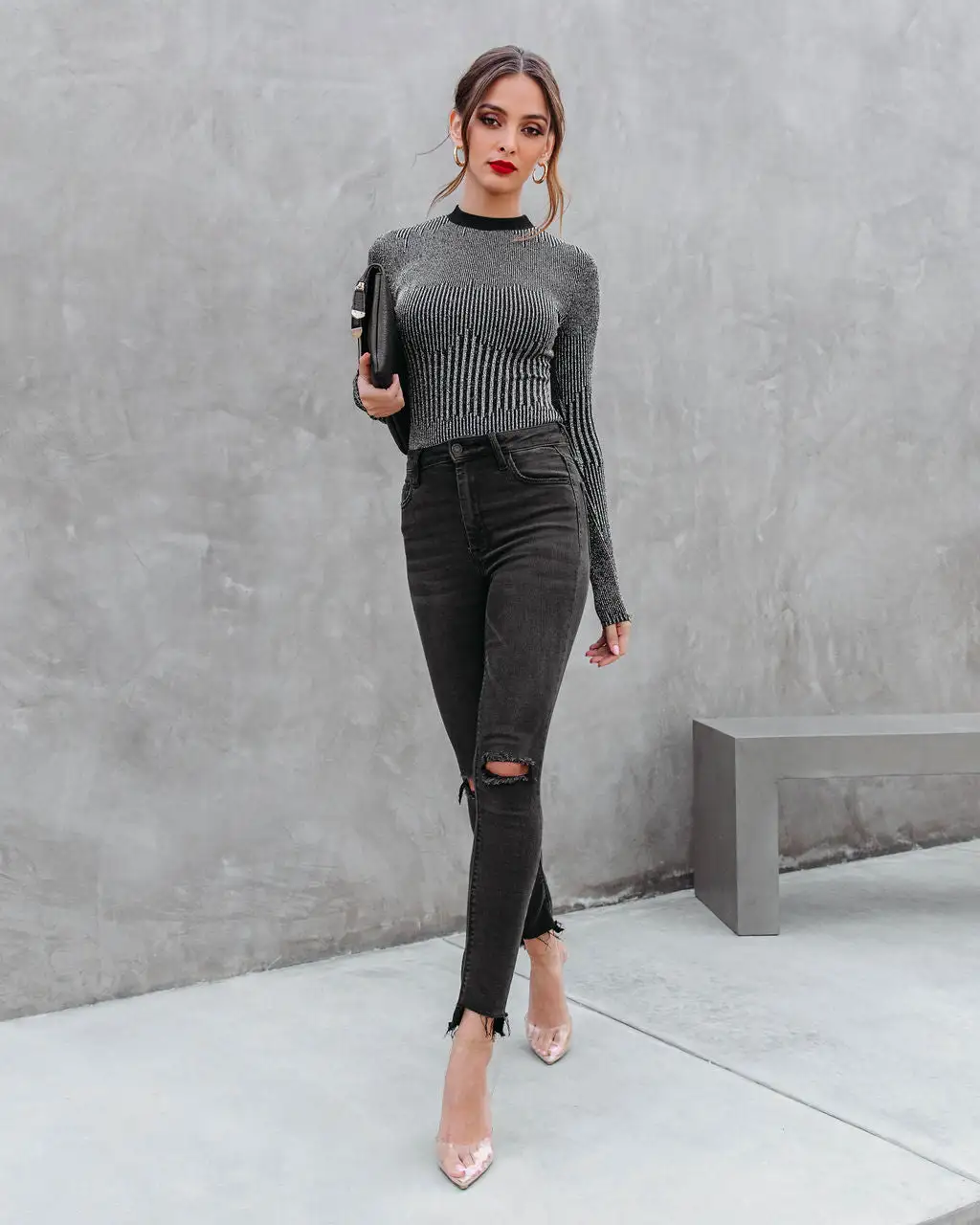 SALT-001 Meet Me At The Disco Ribbed Metallic Bodysuit - FINAL SALE 3 SALT-001 Meet Me At The Disco Ribbed Metallic Bodysuit - FINAL SALE - Image 3