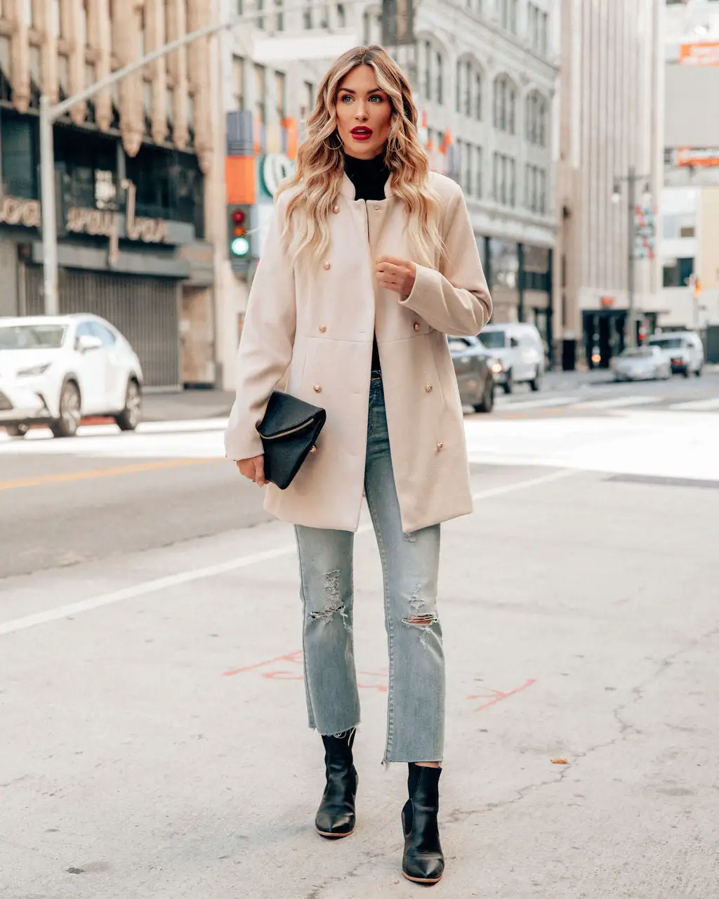 ENTR-001 Meghan Pocketed Peacoat - Ecru - FINAL SALE 5 ENTR-001 Meghan Pocketed Peacoat - Ecru - FINAL SALE - Image 5