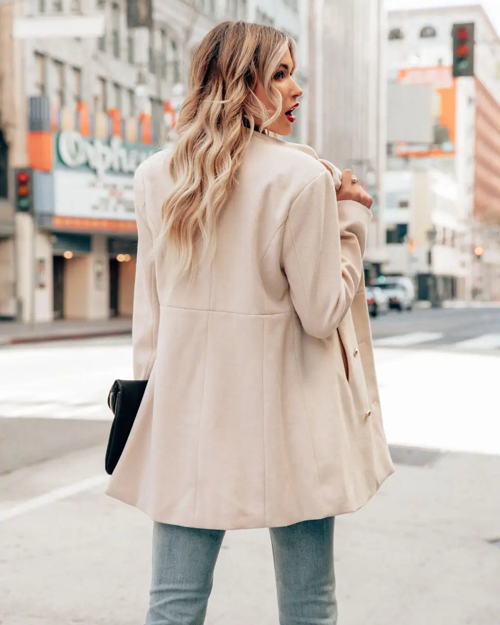 ENTR-001 Meghan Pocketed Peacoat - Ecru - FINAL SALE 2 ENTR-001 Meghan Pocketed Peacoat - Ecru - FINAL SALE - Image 2