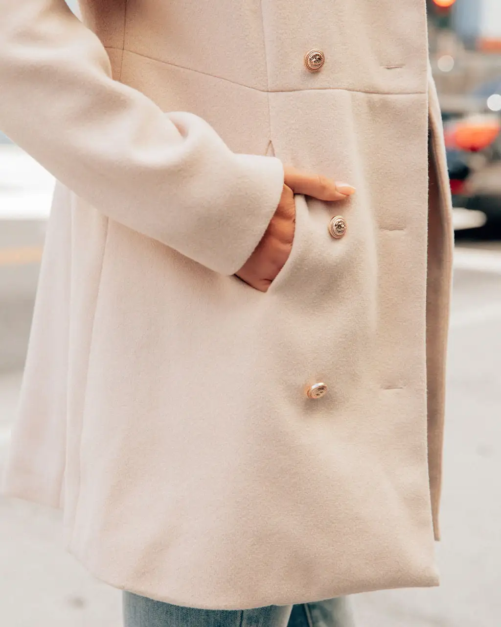 ENTR-001 Meghan Pocketed Peacoat - Ecru - FINAL SALE 4 ENTR-001 Meghan Pocketed Peacoat - Ecru - FINAL SALE - Image 4