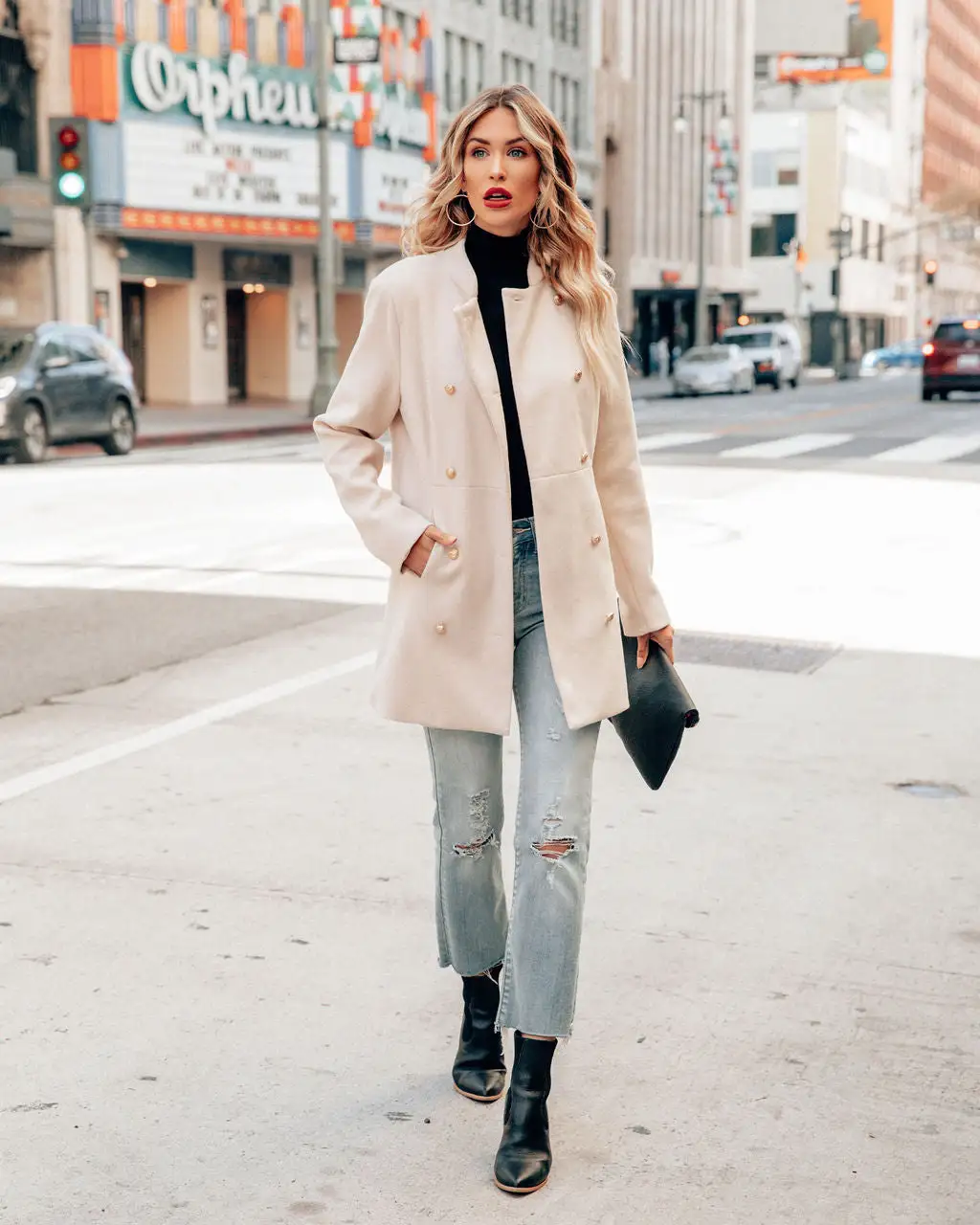 ENTR-001 Meghan Pocketed Peacoat - Ecru - FINAL SALE 7 ENTR-001 Meghan Pocketed Peacoat - Ecru - FINAL SALE - Image 7