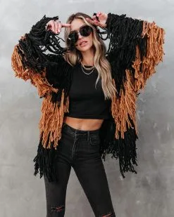 Menlo Knit Fringe Colorblock Cardigan - FINAL SALE