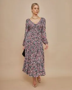 DRES-001 Meredith Tie Back Floral Midi Dress - FINAL SALE 9 DRES-001 Meredith Tie Back Floral Midi Dress - FINAL SALE -clothes Sales meredithtiebackfloralmididress0635