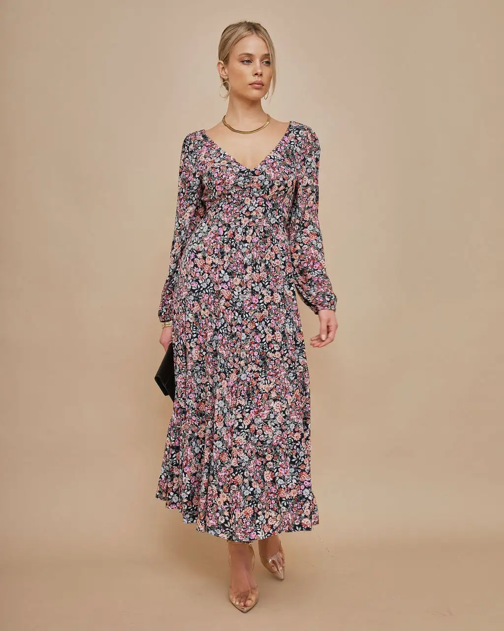 DRES-001 Meredith Tie Back Floral Midi Dress - FINAL SALE 3 DRES-001 Meredith Tie Back Floral Midi Dress - FINAL SALE - Image 3