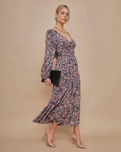 DRES-001 Meredith Tie Back Floral Midi Dress - FINAL SALE 12 DRES-001 Meredith Tie Back Floral Midi Dress - FINAL SALE -clothes Sales meredithtiebackfloralmididress0654
