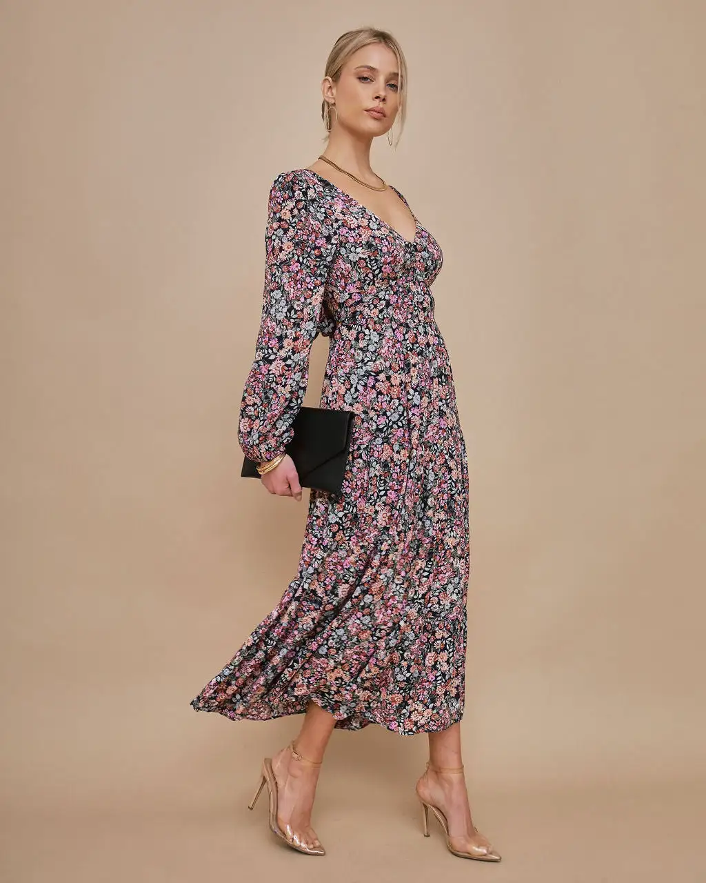 DRES-001 Meredith Tie Back Floral Midi Dress - FINAL SALE 6 DRES-001 Meredith Tie Back Floral Midi Dress - FINAL SALE - Image 6