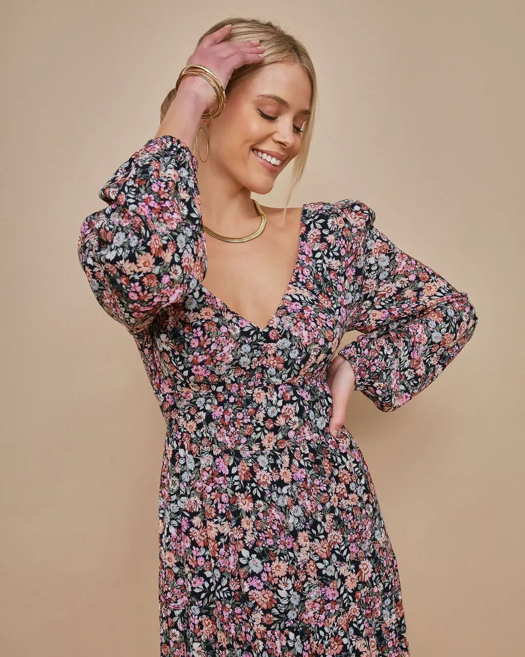 DRES-001 Meredith Tie Back Floral Midi Dress - FINAL SALE 7 DRES-001 Meredith Tie Back Floral Midi Dress - FINAL SALE - Image 7