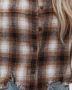 ACOA-001 Merlin Cropped Button Down Plaid Top - Brown - FINAL SALE 13 ACOA-001 Merlin Cropped Button Down Plaid Top - Brown - FINAL SALE -clothes Sales merlincroppedbuttondownplaidtopbrown18