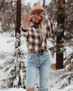 ACOA-001 Merlin Cropped Button Down Plaid Top - Brown - FINAL SALE 17 ACOA-001 Merlin Cropped Button Down Plaid Top - Brown - FINAL SALE -clothes Sales merlincroppedbuttondownplaidtopbrown30