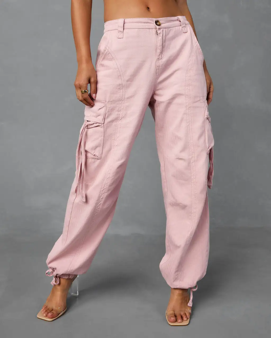 EMOR-001 Never Give Up Cotton Cargo Pants - Pink 1 EMOR-001 Never Give Up Cotton Cargo Pants - Pink
