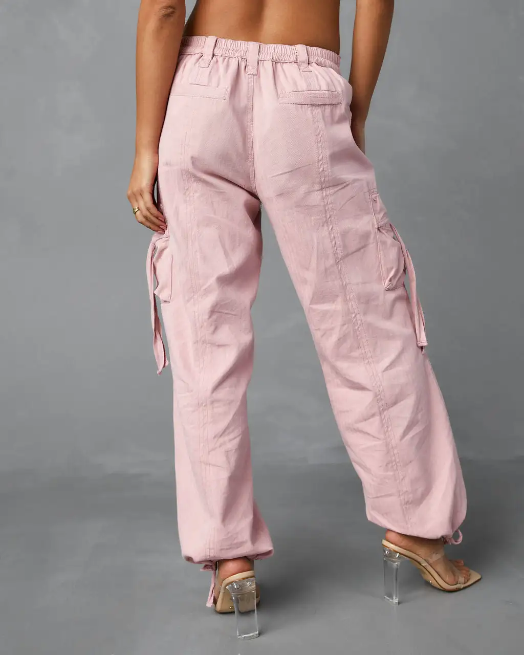 EMOR-001 Never Give Up Cotton Cargo Pants - Pink 6 EMOR-001 Never Give Up Cotton Cargo Pants - Pink - Image 6