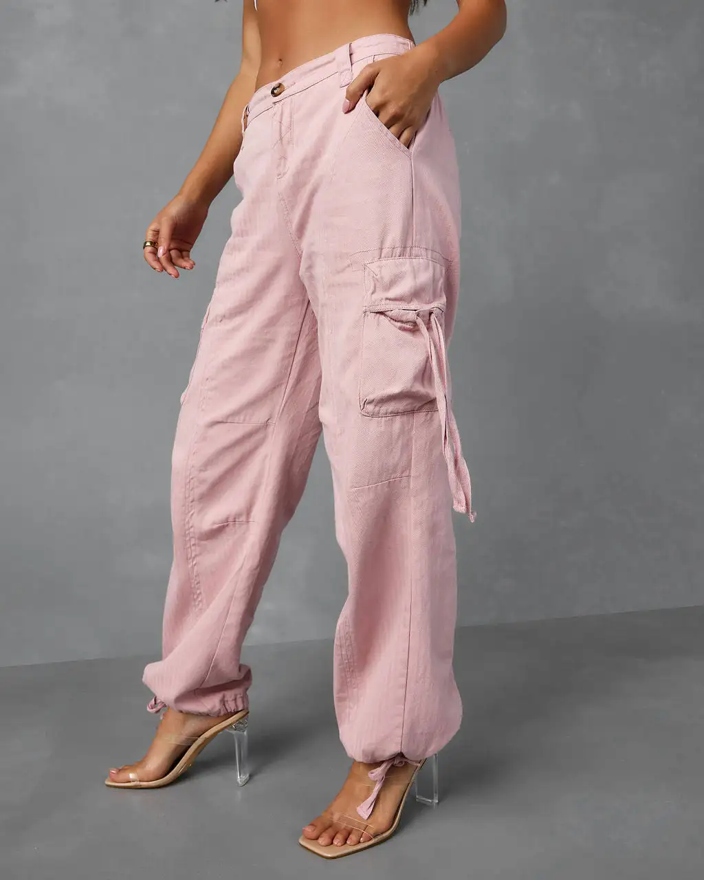 EMOR-001 Never Give Up Cotton Cargo Pants - Pink 4 EMOR-001 Never Give Up Cotton Cargo Pants - Pink - Image 4