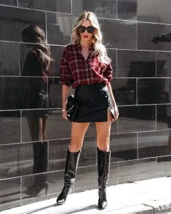 OLIV-001 Mikayla Faux Leather Mini Skirt - Black - FINAL SALE -clothes Sales mikaylafauxleatherminiskirtblack5