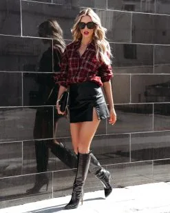 OLIV-001 Mikayla Faux Leather Mini Skirt - Black - FINAL SALE