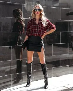 OLIV-001 Mikayla Faux Leather Mini Skirt - Black - FINAL SALE -clothes Sales mikaylafauxleatherminiskirtblack7