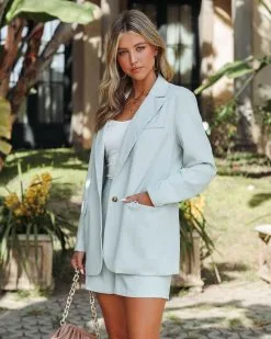 SHE -001 Milani Pocketed Blazer - Seafoam - SALE - FINAL SALE