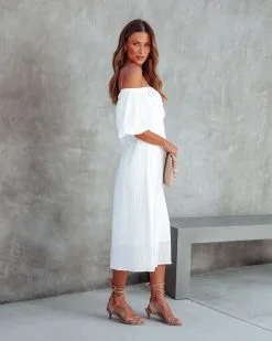 Mirabella Off The Shoulder Midi Dress - White -clothes Sales mirabellaofftheshouldermididresswhite 37