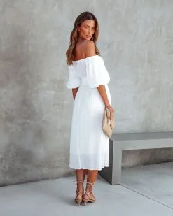 Mirabella Off The Shoulder Midi Dress - White -clothes Sales mirabellaofftheshouldermididresswhite 47