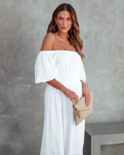 Mirabella Off The Shoulder Midi Dress - White -clothes Sales mirabellaofftheshouldermididresswhite 93