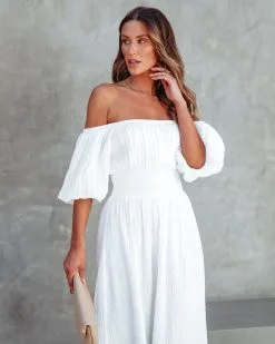 Mirabella Off The Shoulder Midi Dress - White -clothes Sales mirabellaofftheshouldermididresswhite 98