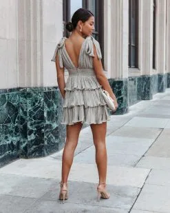 MABL-001 Modern Day Fairytale Plisse Tiered Mini Dress - Champagne - FINAL SALE -clothes Sales moderndayfairytaleplissetieredminidresschampagne 46