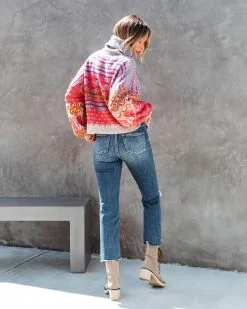 Monet Knit Printed Turtleneck Pullover Sweater -clothes Sales monetknitprintedturtleneckpulloversweater59