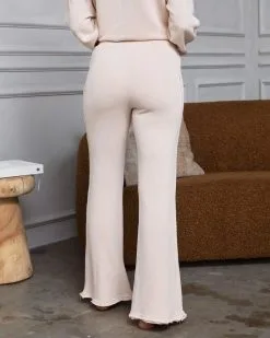 VINT-001 Monique Cotton Blend Flare Pants - Sand - SALE -clothes Sales moniquecottonblendsweatshirtandpantssand2551