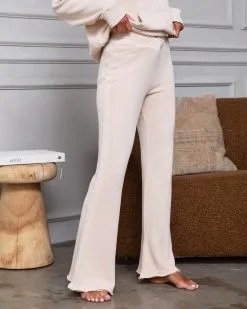 VINT-001 Monique Cotton Blend Flare Pants - Sand - SALE -clothes Sales moniquecottonblendsweatshirtandpantssand2557