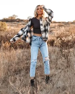 LA M-001 Montgomery Distressed Plaid Shacket - FINAL SALE -clothes Sales montgomerydistressedplaidshacket09