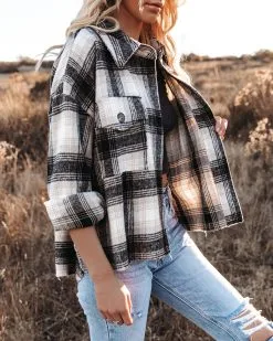 LA M-001 Montgomery Distressed Plaid Shacket - FINAL SALE