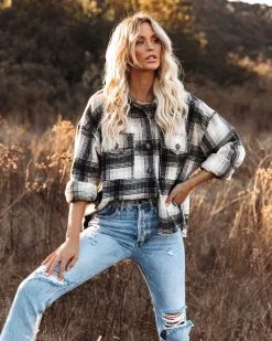 LA M-001 Montgomery Distressed Plaid Shacket - FINAL SALE -clothes Sales montgomerydistressedplaidshacket21