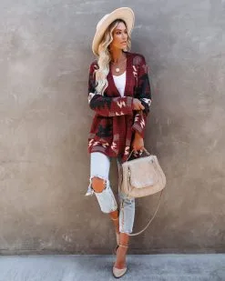 Moraga Pocketed Aztec Cardigan - Brick - FINAL SALE -clothes Sales moragapocketedazteccardiganblack03