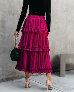 ENDL-001 Nasreen Plisse Chiffon Tiered Maxi Skirt - Wine - FINAL SALE -clothes Sales nasreenplissechiffontieredmaxiskirtwine 52