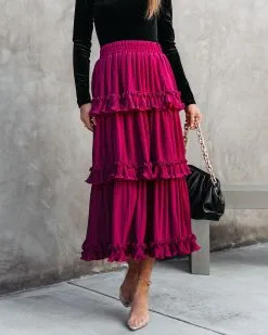 ENDL-001 Nasreen Plisse Chiffon Tiered Maxi Skirt - Wine - FINAL SALE -clothes Sales nasreenplissechiffontieredmaxiskirtwine 65
