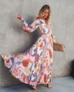 OLIV-001 Never Too Much Printed Open Back Maxi Dress - FINAL SALE