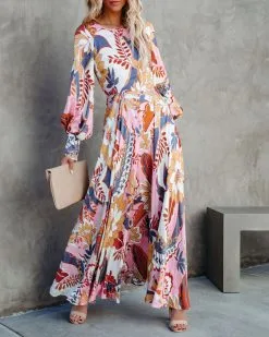 OLIV-001 Never Too Much Printed Open Back Maxi Dress - FINAL SALE -clothes Sales nevertoomuchprintedopenbackmaxidress30