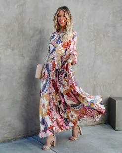 OLIV-001 Never Too Much Printed Open Back Maxi Dress - FINAL SALE -clothes Sales nevertoomuchprintedopenbackmaxidress39