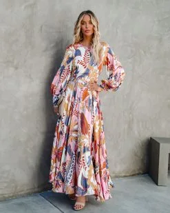 OLIV-001 Never Too Much Printed Open Back Maxi Dress - FINAL SALE -clothes Sales nevertoomuchprintedopenbackmaxidress5